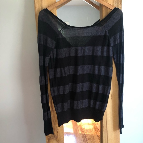 Free People Black Grey Metallic Sweater Small - Picture 4 of 6